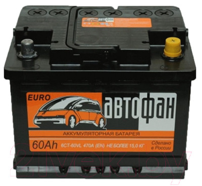 Автомобильный аккумулятор Автофан 6СТ-60 Евро (60 А/ч) - фото 1 - id-p225891066