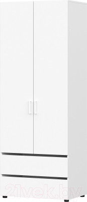 Шкаф NN мебель Токио двухстворчатый с двумя ящиками (белый текстурный) - фото 1 - id-p225889466