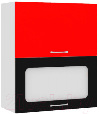 Шкаф навесной для кухни Кортекс-мебель Корнелия Мара ВШ60-2г1ст (красный/черный) - фото 1 - id-p225899106