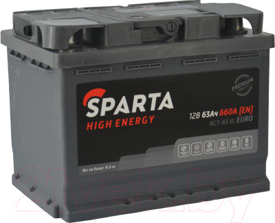 Автомобильный аккумулятор SPARTA High Energy 6СТ-63 Евро 660A (63 А/ч) - фото 1 - id-p225889558