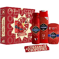 Old Spice Captain Подарочный набор мужской: Дезодорант-стик + Гель для душа + Дезодорант-спрей + Подарок