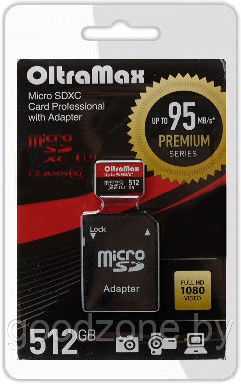 Карта памяти OltraMax Premium Series microSDXC 512GB OM512GCSDXC10UHS-1-PRU3 (с адаптером)