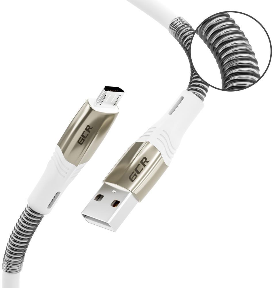 GCR Кабель 1.2m MicroUSB series MERCEDES & SPRING, WHITE, для зарядки, NO Sync data, 22 AWG, GCR-52217 - фото 1 - id-p225917374