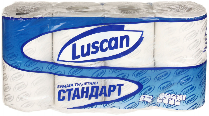 Бумага туалетная Luscan Standart 8 рулонов, ширина 95 мм, серая - фото 1 - id-p225508567