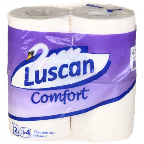 Бумага туалетная Luscan Comfort 4 рулона, ширина 95 мм, белая