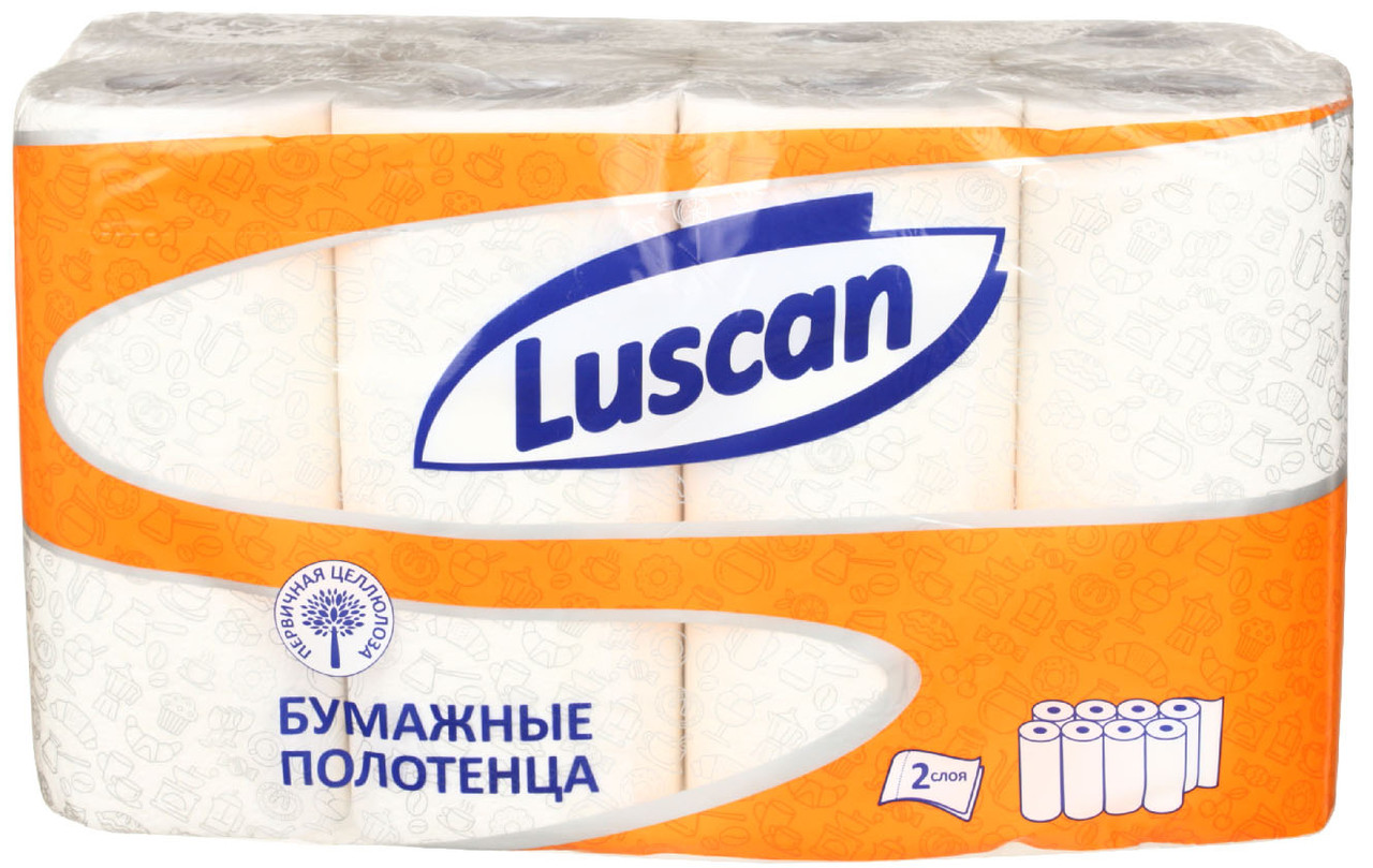 Полотенца бумажные Luscan (в рулоне) 8 рулонов, ширина 210 мм, белые - фото 2 - id-p225508579