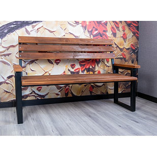 Скамейка из дерева с подлокотниками усиленная "Комфорт" (металлический каркас) арт. SDKYP-150