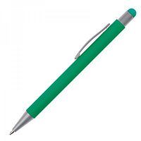 Ручка шариковая металлическая со стилусом SALT LAKE софт тач, металлическая, зеленая 2413c