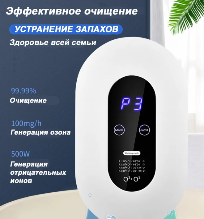 Портативный очиститель воздуха с функцией озонации и ионизации Air Purifier, 220 V (4 режима работы) / - фото 4 - id-p225924761