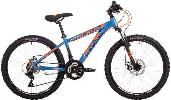 Горный подростковый велосипед 24 дюйма с дисковыми тормозами NOVATRACK 24AHD.EXTREME.13BL4 синий скоростной