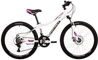 Горный велосипед с амортизаторами скоростной женский для девочки подростка NOVATRACK 24AHD.KATRINA.10WT4 белый