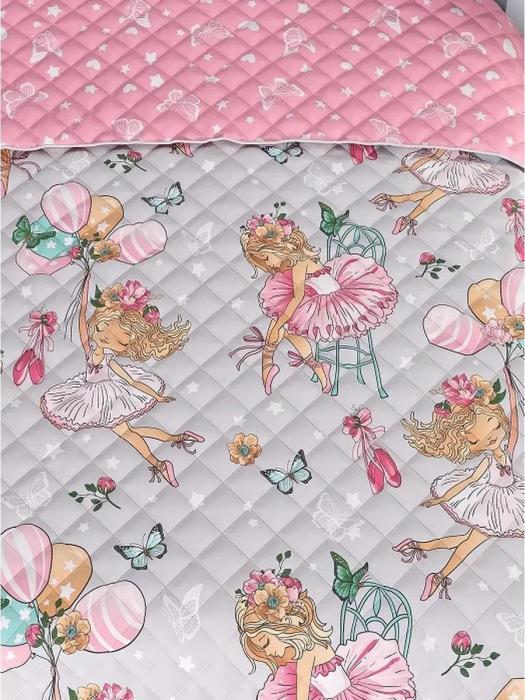 Детское покрывало 160Х80 плед одеяло для кроватки девочки хлопковое стеганное двустороннее из бязи розовое - фото 3 - id-p225926097