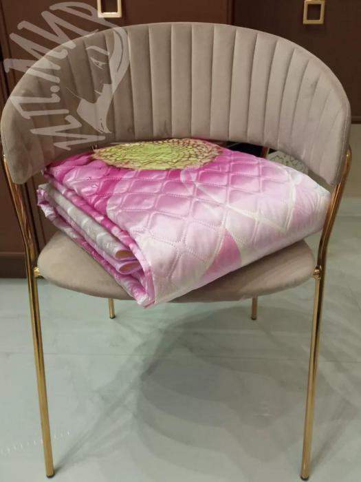 Покрывало на кровать диван 220х240 евро стеганое большое с цветами 3D розовое шелковое атласное тонкое - фото 9 - id-p225926110