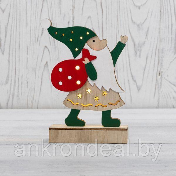 Деревянная фигурка с подсветкой Дед Мороз 18 см NEON-NIGHT - фото 1 - id-p222589786