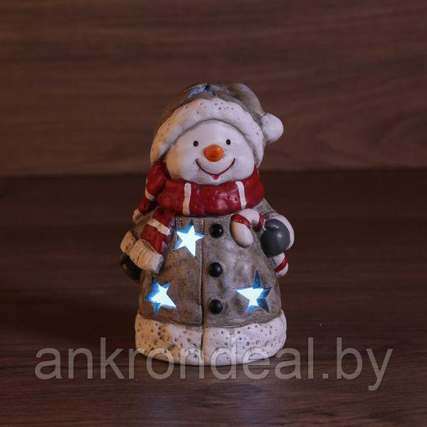 Керамическая фигурка Снеговичок в шарфе 7,5x6,5x12 см - фото 1 - id-p225482466