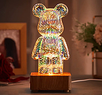 Ночник 3D Мишка Bearbrick / Светильник детский 8 цветов