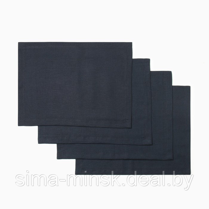 Набор салфеток Этель Linen collection 30х40 см - 4 шт,темно-синий, 100% лён 170 г/м2 - фото 1 - id-p225929723