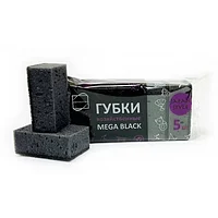 Губка для посуды КонтинентПак Мега BLACK 10х6,5х4,2 см, 5 шт