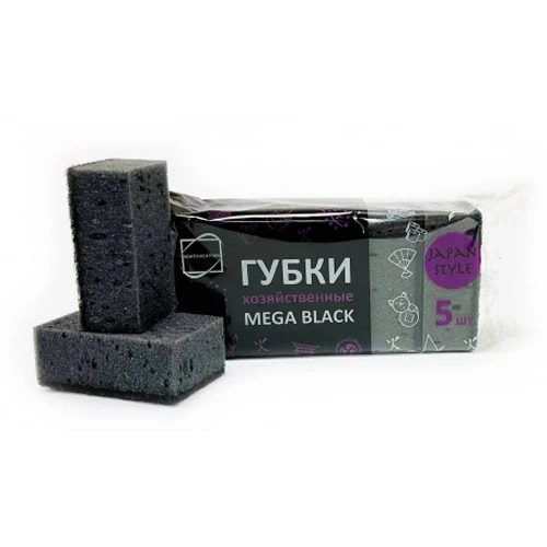 Губка для посуды КонтинентПак Мега BLACK 10х6,5х4,2 см, 5 шт - фото 1 - id-p225917988