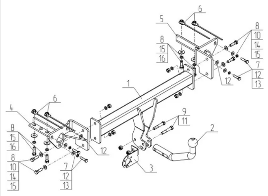 Фаркоп AvtoS для Subaru Forester V 2018-2024.