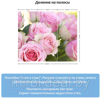 Фотообои листовые Citydecor Розовые розы - фото 5 - id-p225932103