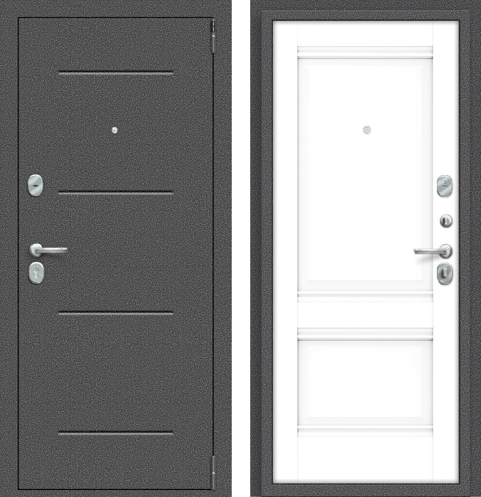 Двери входные металлические Porta R 104.K42 Антик серебро/Snow Veralinga