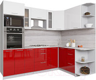 Готовая кухня Интерлиния Мила Gloss 1.68x2.4 правая (белый/красный)