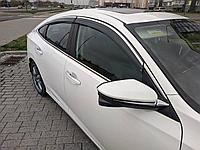 Ветровики для Honda Insight (2018-) седан / хромированный молдинг 15мм. / Хонда Цивик (Stream)