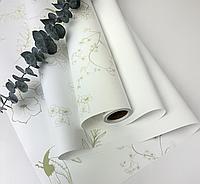 Матовая плёнка "Полевые цветы" 65 микрон, 58cm*10m, Светло-зеленый