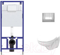 Унитаз подвесной с инсталляцией Керамин Гранд R безободковый + 525 040000 + S3 040043 (с жестким сиденьем)