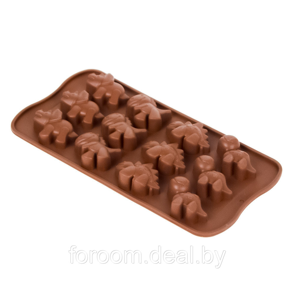 Форма для шоколада 21,5x10,7x(h)1,7см "Диназаврики", 12 ячеек Market Union DA0539 - фото 1 - id-p225937822