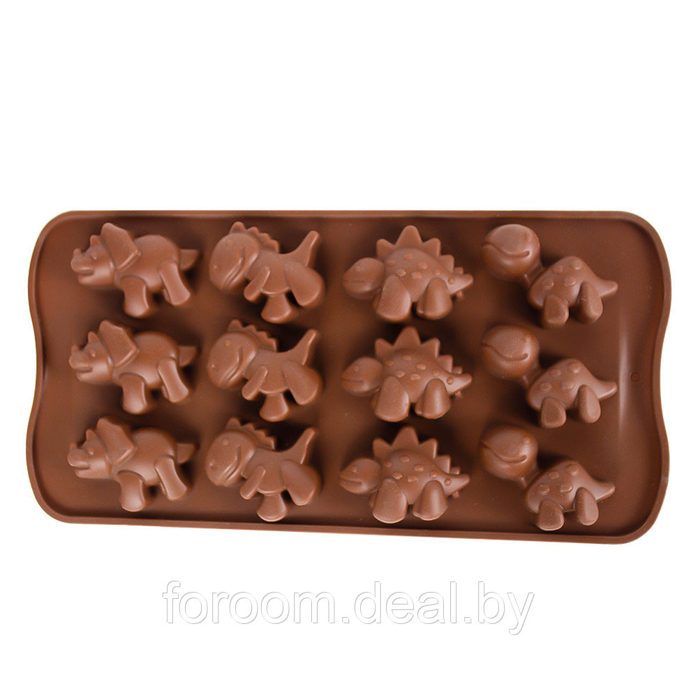 Форма для шоколада 21,5x10,7x(h)1,7см "Диназаврики", 12 ячеек Market Union DA0539 - фото 2 - id-p225937822