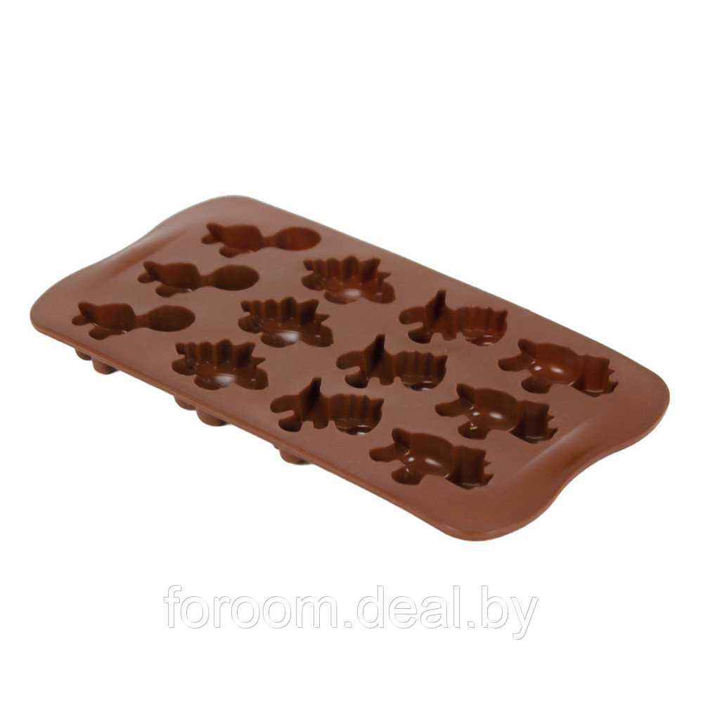 Форма для шоколада 21,5x10,7x(h)1,7см "Диназаврики", 12 ячеек Market Union DA0539 - фото 3 - id-p225937822