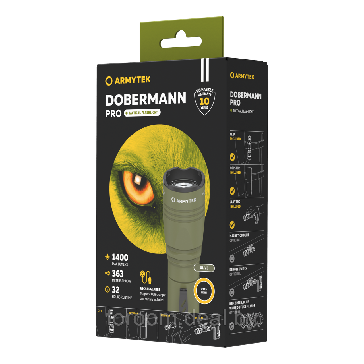 ТАКТИЧЕСКИЙ ФОНАРЬ Armytek Dobermann Pro Magnet USB Warm (Olive) - фото 1 - id-p225938168