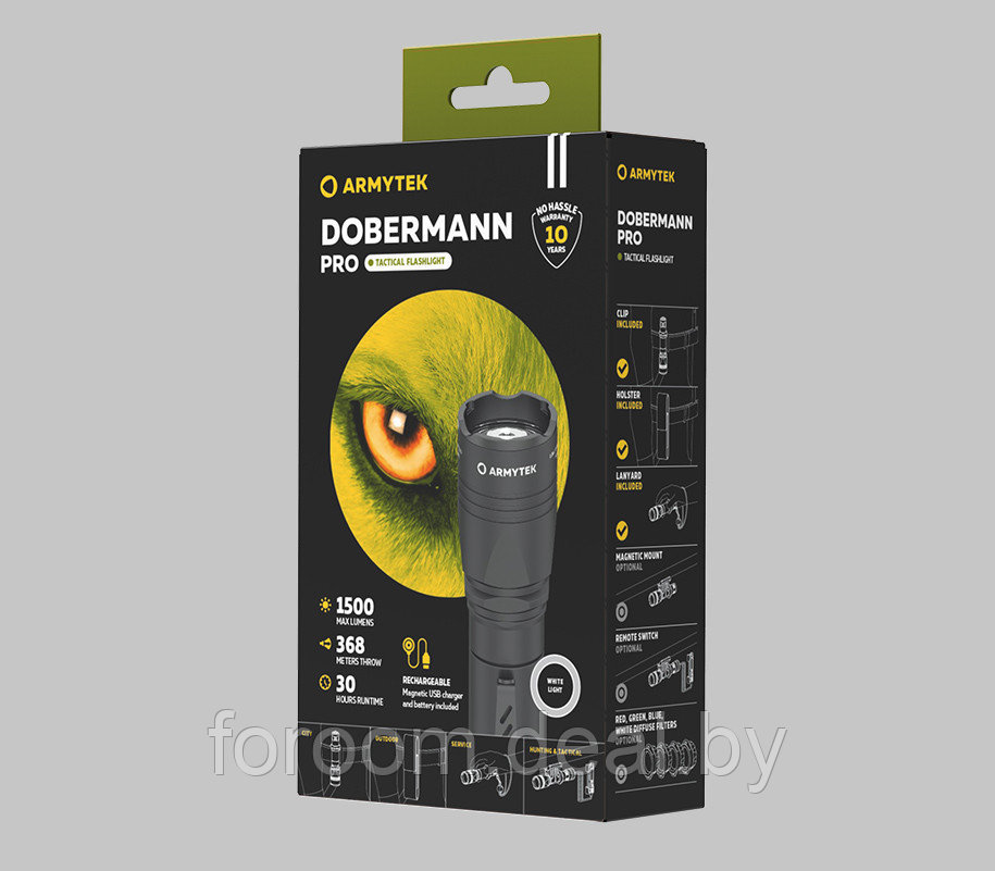 ТАКТИЧЕСКИЙ ФОНАРЬ Armytek Dobermann Pro Magnet USB White - фото 3 - id-p225938182
