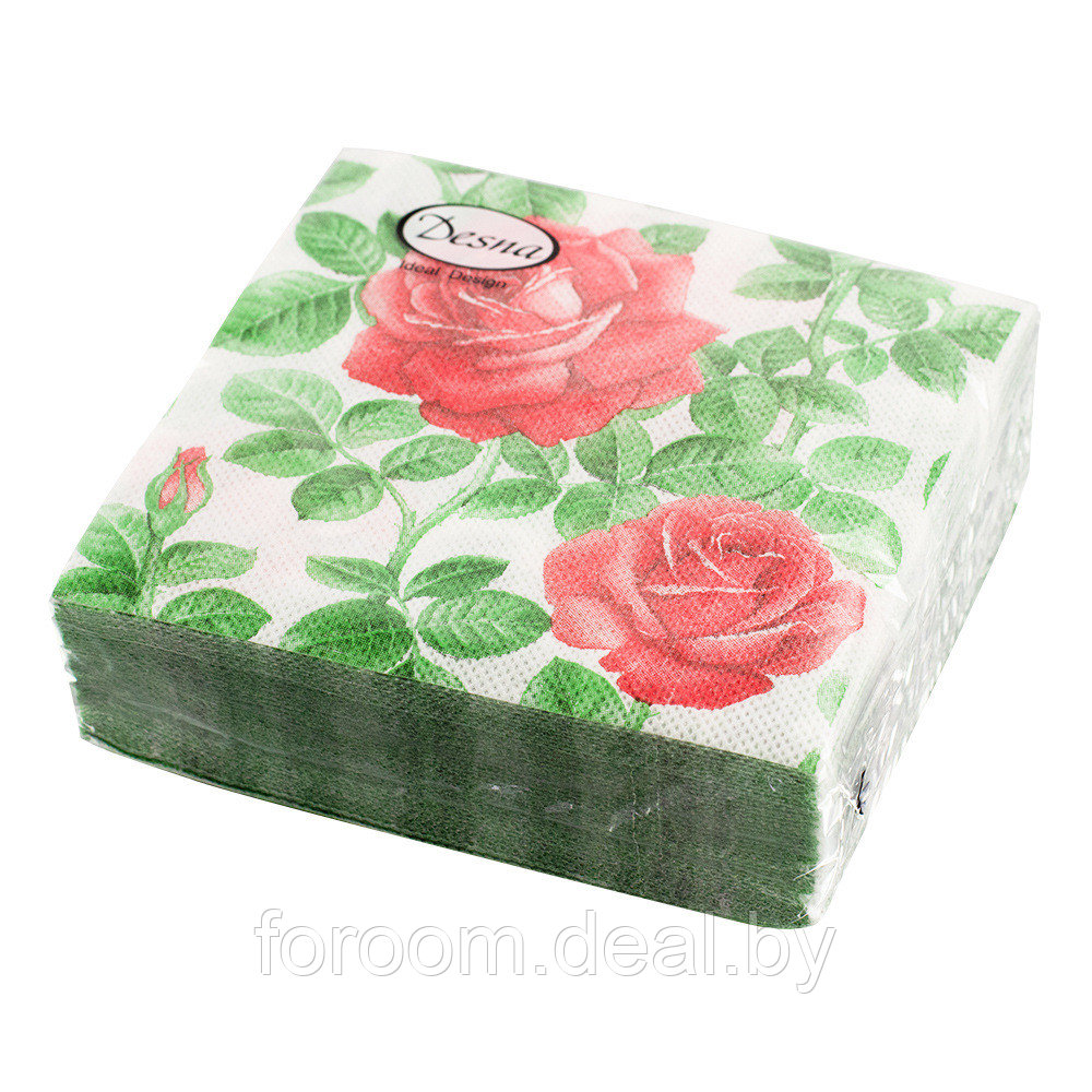 Салфетки бумажные "Английская роза" 24x24см, 1 слой, 40шт. Bouquet Desna Design 57439 - фото 1 - id-p225948640