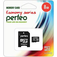 Карта памяти micro SDHC PERFEO 8GB (Class 10)+ Adapter ECONOMY series 10/100