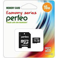 Карта памяти micro SDHC PERFEO 16GB (Class 10) + Adapter ECONOMY series 10/100