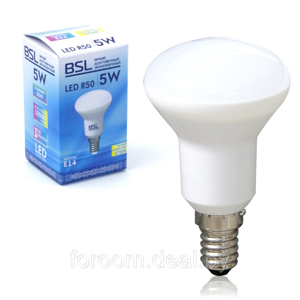 Лампа светодиодная R50 5W 2700K Е14 BSL  2906A-R50/2700