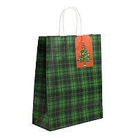 Пакет подарочный "Шотландка зелёная" 25x11x(h)32см 4627138300046