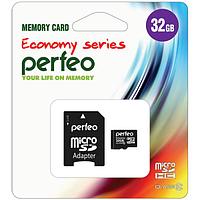 Карта памяти micro SDHC PERFEO 32GB (Class 10) + Adapter ECONOMY series 10/100 PF32GMCSH10AES Perfeo