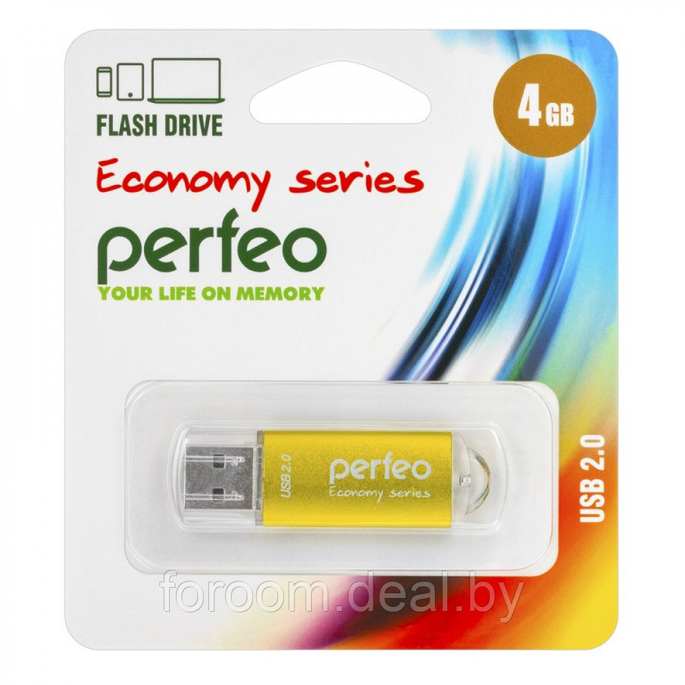 Флэш-диск 4GB E01 Perfeo USB Gold economy series /10 PF-E01Gl004ES - фото 1 - id-p225949361