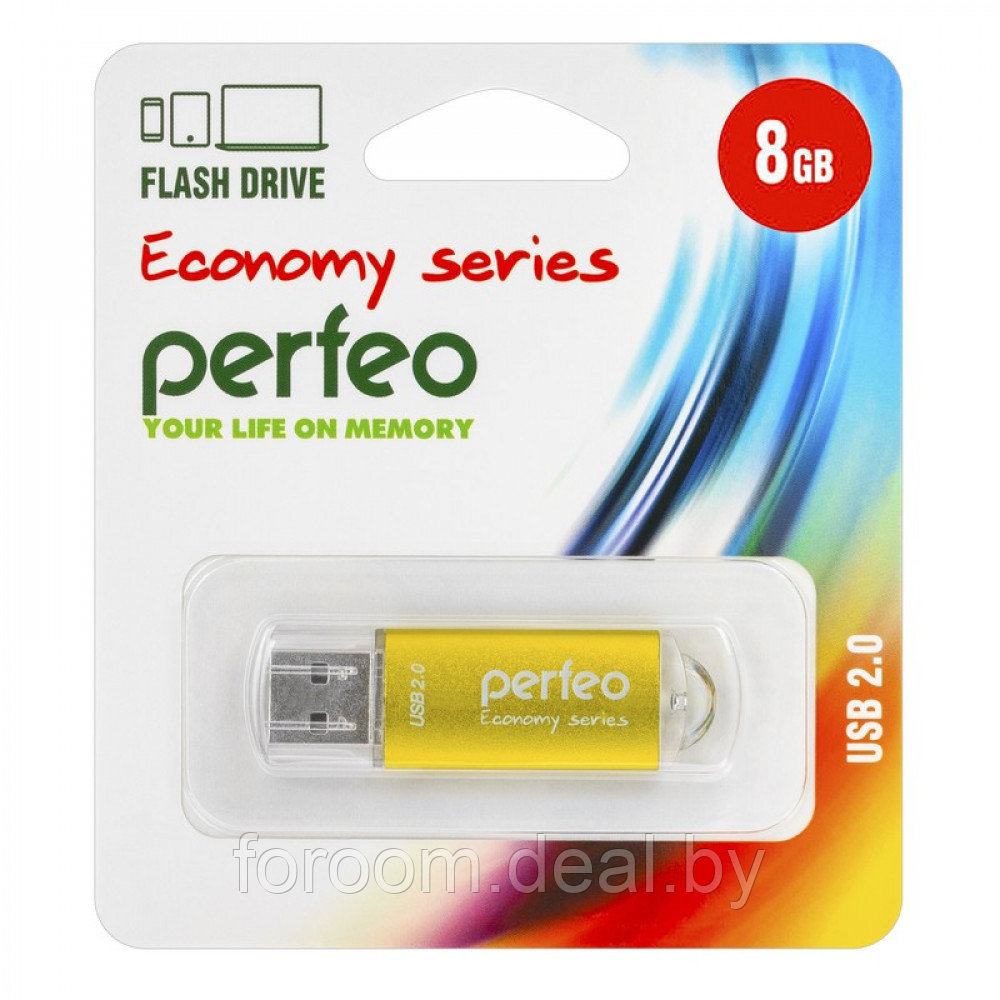 Флэш-диск 8GB E01 Perfeo USB Gold economy series /10 PF-E01Gl008ES - фото 1 - id-p225949362