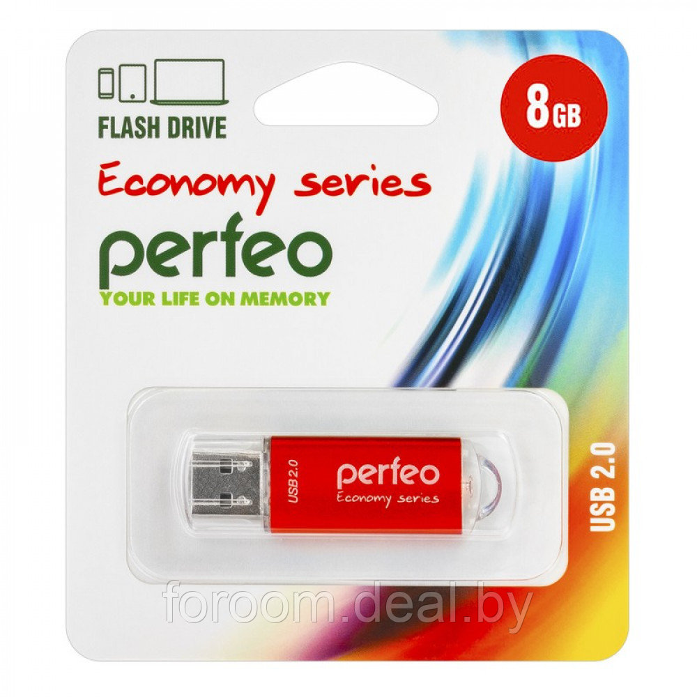 Флэш-диск Perfeo USB 8GB E01 Red economy series /10 PF-E01R008ES - фото 1 - id-p225949365