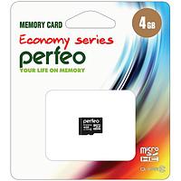 Карта памяти micro SDHC PERFEO 4GB (Class 10) w/o Adapter economy series 10/100