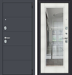 Двери входные металлические Porta R 4.П61 Graphite Pro/Bianco Veralinga