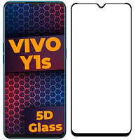 Защитное стекло для Vivo Y1S с полной проклейкой (Full Screen), черное