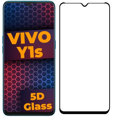 Защитное стекло для Vivo Y1S с полной проклейкой (Full Screen), черное, фото 2