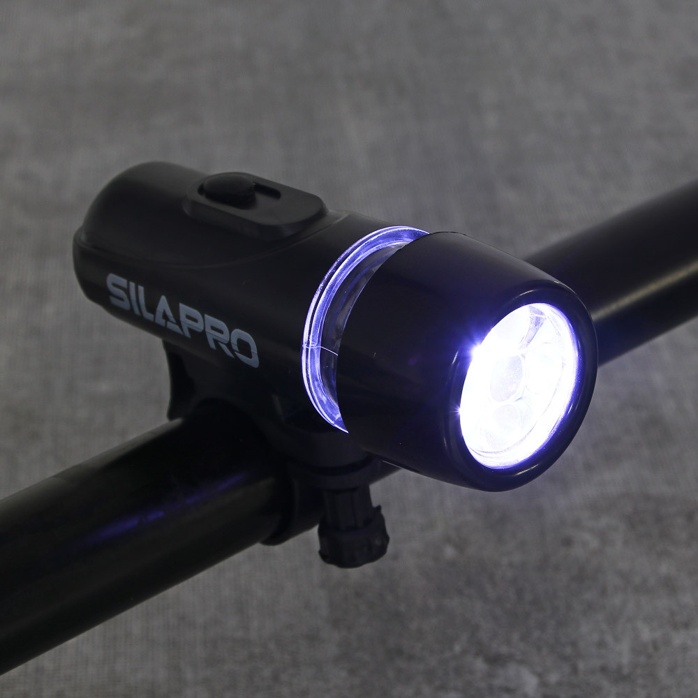 Фонарь велосипедный SILAPRO, передний, 2 режима, 5 LED, 4xААА, 10х3х6,5 см