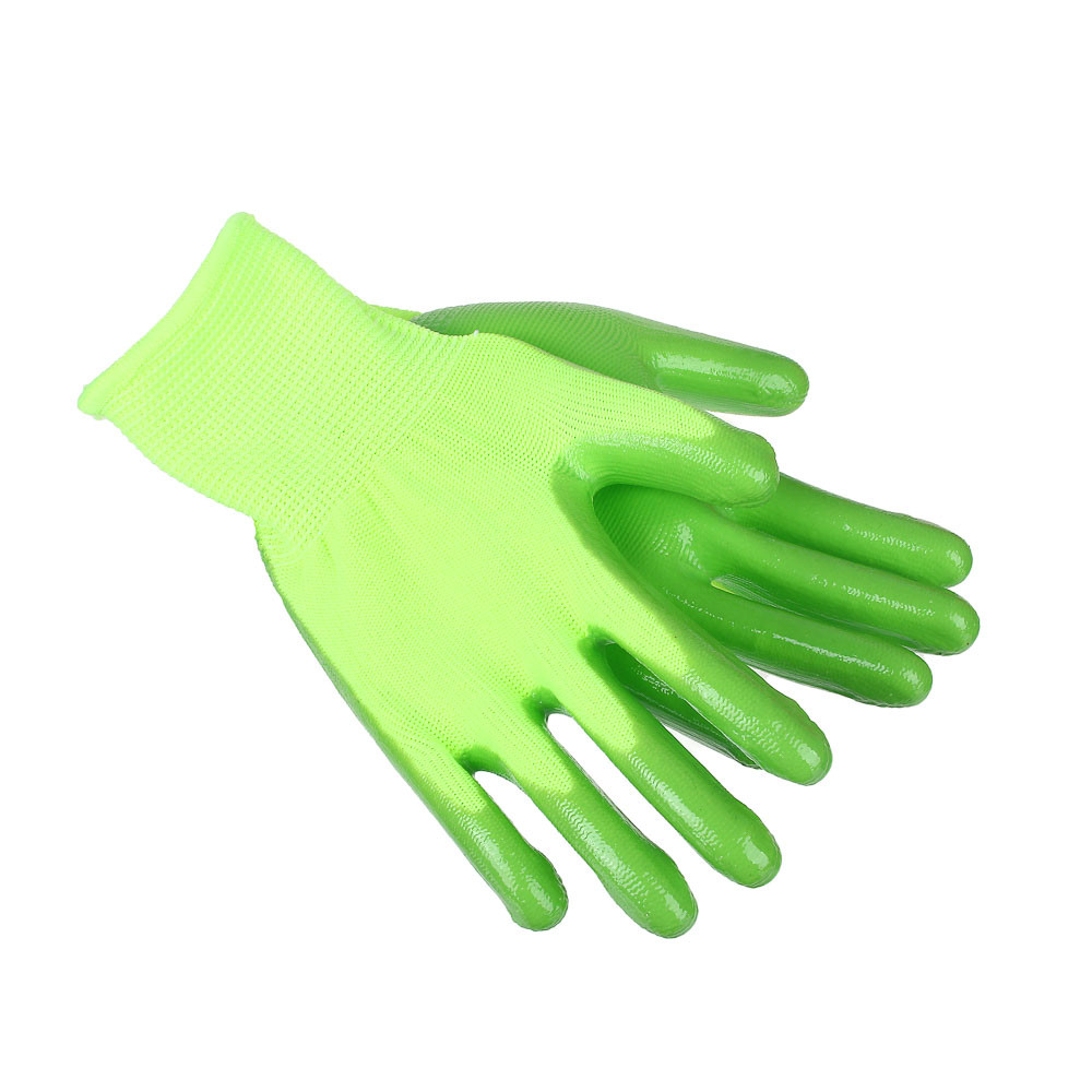 Перчатки Inbloom, зеленые, нейлон с латексным полуобливом, 4 размер